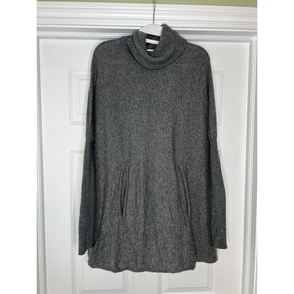 Garnet Hill Wool Cashmere Sweater Sz XS Gray Poncho Oversized Turtleneck - Picture 2 of 13